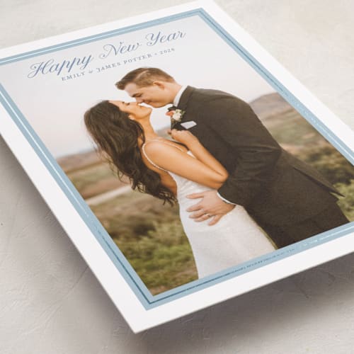 This is a frost foil pressed holiday cards with foil pressed by Alston Foster called evermore printing on recycled smooth signature in standard