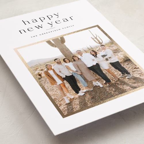 This is a ink foil pressed holiday cards with foil pressed by Wildfield Paper Co called slate printing on recycled smooth signature in standard