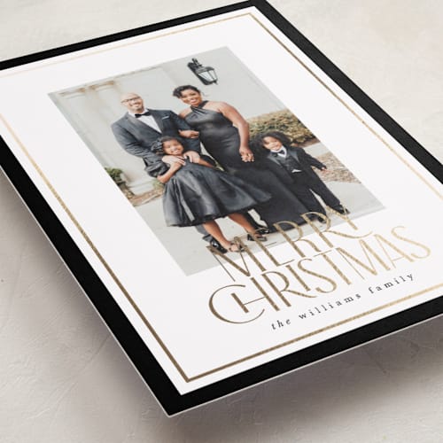 This is a graphite foil pressed holiday cards with foil pressed by Karidy Walker called extra special printing on recycled smooth signature in standard