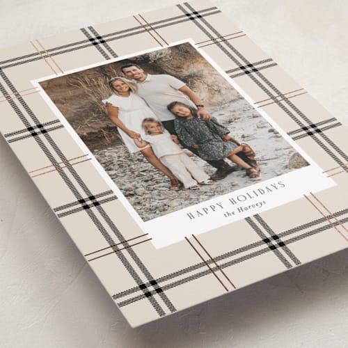 This is a vanilla foil pressed holiday cards with foil pressed by Cindy Reynolds called window pane printing on recycled smooth signature in standard