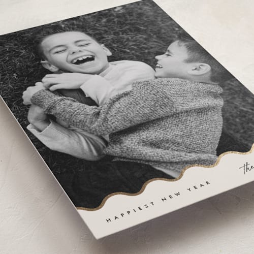 This is a latte foil pressed holiday cards with foil pressed by Carolyn Nicks called havin' fun printing on recycled smooth signature in standard