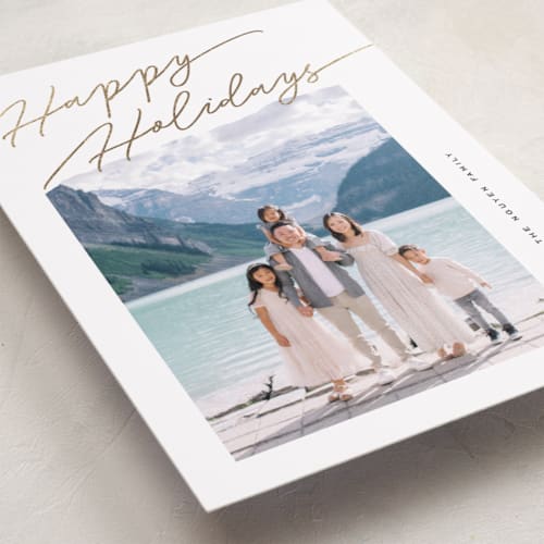 This is a coal foil pressed holiday cards with foil pressed by Pixel and Hank called elements printing on recycled smooth signature in standard