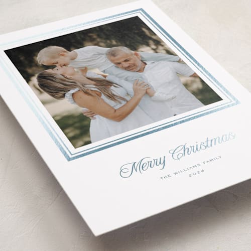 This is a winterberry foil pressed holiday cards with foil pressed by Blustery August called lauren printing on recycled smooth signature in standard