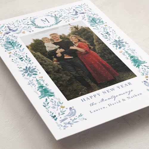 This is a blue spruce foil pressed holiday cards with foil pressed by Petra Kern called wonders of nature printing on recycled smooth signature in standard