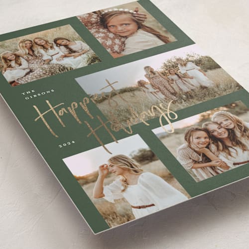 This is a leaf foil pressed holiday cards with foil pressed by Michelle Taylor called our favorites printing on recycled smooth signature in standard