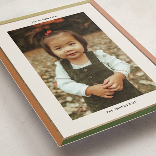 This is a nature foil pressed holiday cards with foil pressed by Inkblot Design called bold border printing on recycled smooth signature in standard
