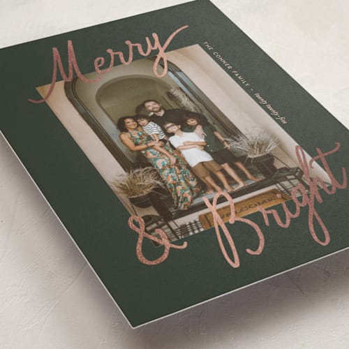 This is a mistletoe foil pressed holiday cards with foil pressed by Pixel and Hank called jottings printing on recycled smooth signature in standard