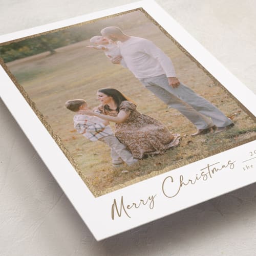 This is a snowball foil pressed holiday cards with foil pressed by Petra Kern called gild frame printing on recycled smooth signature in standard