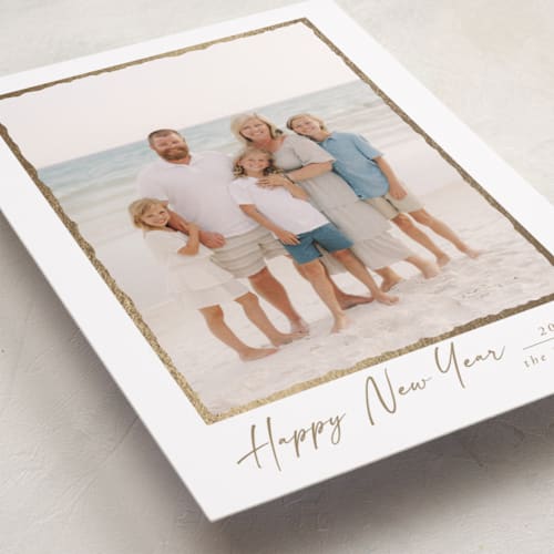 This is a snowball foil pressed holiday cards with foil pressed by Petra Kern called gild frame printing on recycled smooth signature in standard