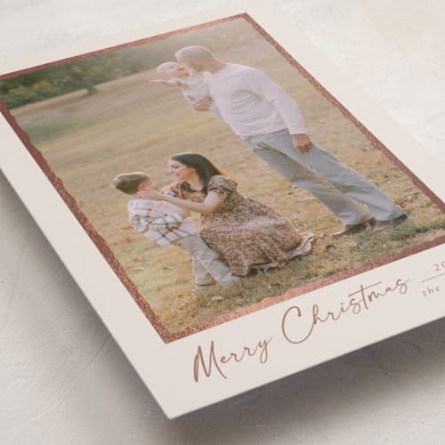 This is a ivory foil pressed holiday cards with foil pressed by Petra Kern called gild frame printing on recycled smooth signature in standard