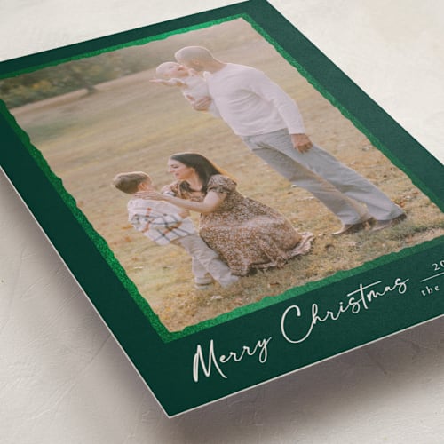 This is a dark fir foil pressed holiday cards with foil pressed by Petra Kern called gild frame printing on recycled smooth signature in standard