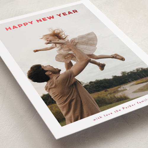 This is a berry foil pressed holiday cards with foil pressed by Benita Crandall called foil new years printing on recycled smooth signature in standard