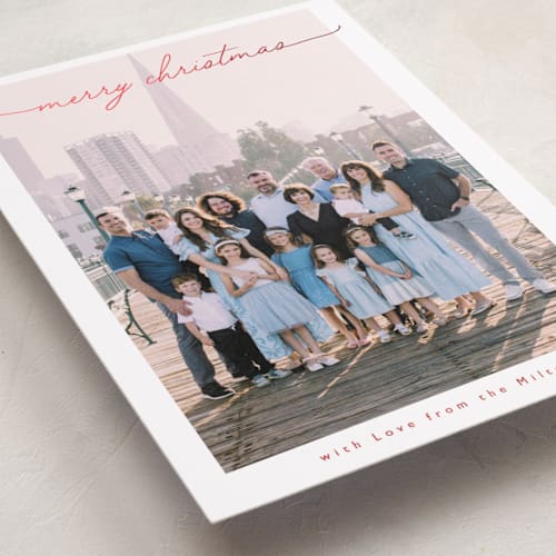 This is a candy cane foil pressed holiday cards with foil pressed by Benita Crandall called noël moderne printing on recycled smooth signature in standard