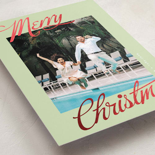 This is a retro foil pressed holiday cards with foil pressed by Phrosné Barwood called so retro printing on recycled smooth signature in standard