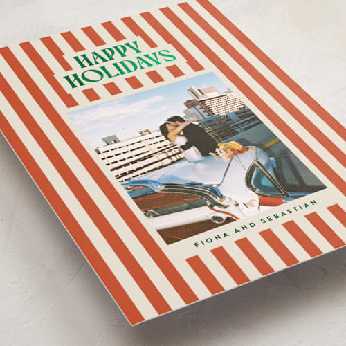 This is a mistletoe foil pressed holiday cards with foil pressed by Ekko Studio called bold & bright printing on recycled smooth signature in standard