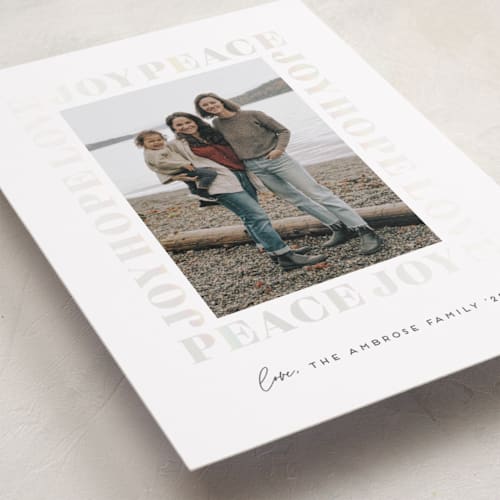 This is a snowball gloss press holiday cards with gloss press by Erica Krystek called subtle surround printing on recycled smooth signature in standard