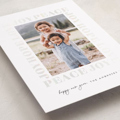 This is a snowball gloss press holiday cards with gloss press by Erica Krystek called subtle surround printing on recycled smooth signature in standard