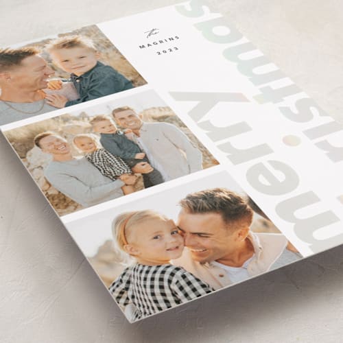 This is a skate blade gloss press holiday cards with gloss press by Up Up Creative called glossed over printing on recycled smooth signature in standard