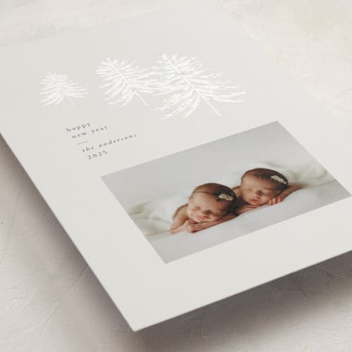 This is a cloud gloss press holiday cards with gloss press by Claudia Orengo called morning snow printing on recycled smooth signature in standard
