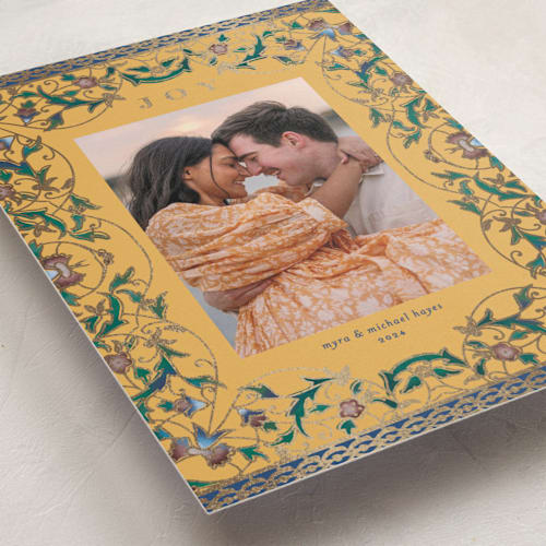 This is a goldenrod met with foil pressed by Olivia Kanaley Inman called cloisonne printing on recycled smooth signature in standard