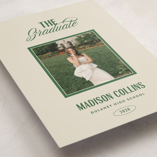 This is a butter graduation announcements with standard by Erin L. Wilson called the headliner printing on recycled smooth signature in standard