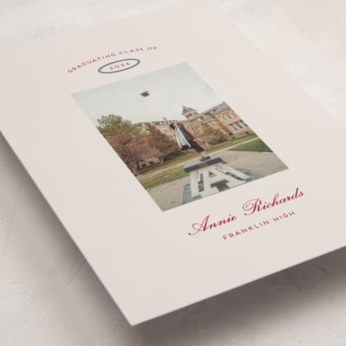 This is a sand graduation announcements with standard by Rachel Cassel called the single photo printing on recycled smooth signature in standard