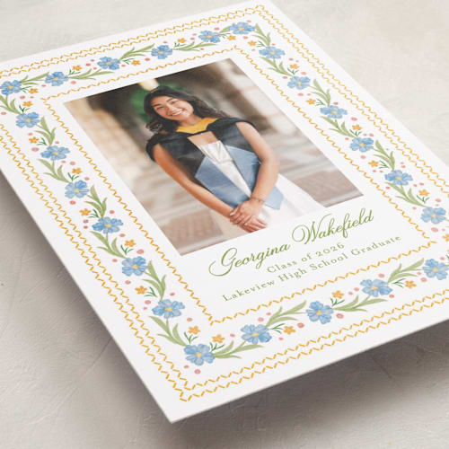 This is a sky graduation announcements with standard by Melanie Kosuge called blooming printing on recycled smooth signature in standard