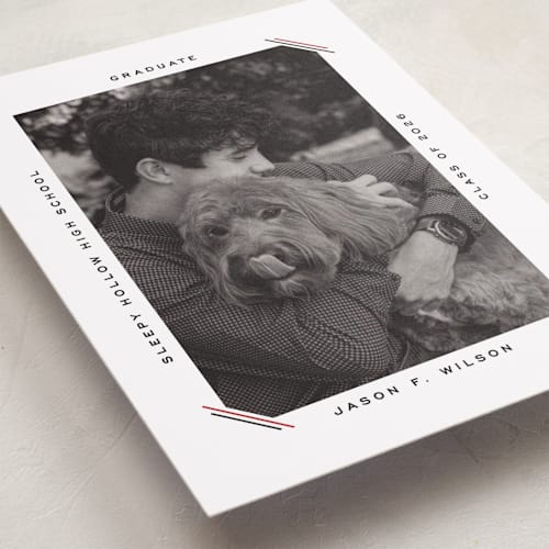 This is a coal graduation announcements with standard by Claudia Orengo called color stripes printing on recycled smooth signature in standard