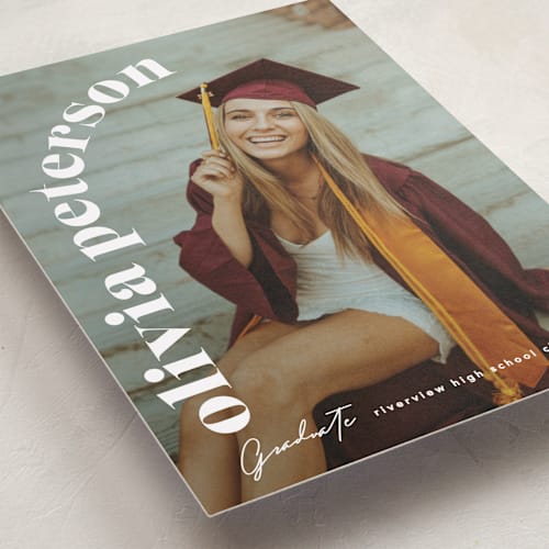 This is a cotton graduation announcements with standard by Creo Study called casual chic printing on recycled smooth signature in standard