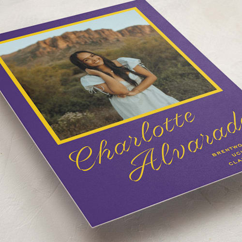 This is a eggplant graduation announcements with standard by Megan Davis called cotillion printing on recycled smooth signature in standard