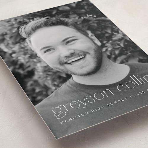This is a salt graduation announcements with standard by Ekko Studio called understated printing on recycled smooth signature in standard