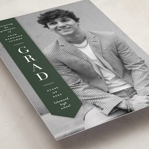 This is a pine graduation announcements with standard by Lauren Chism called classic sash printing on recycled smooth signature in standard
