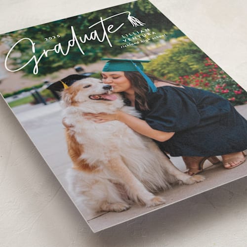 This is a snow graduation announcements with standard by Lauren Chism called tassled t printing on recycled smooth signature in standard
