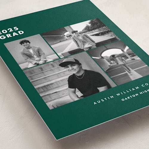 This is a emerald graduation announcements with standard by Olivia Raufman called fourth quarter printing on recycled smooth signature in standard