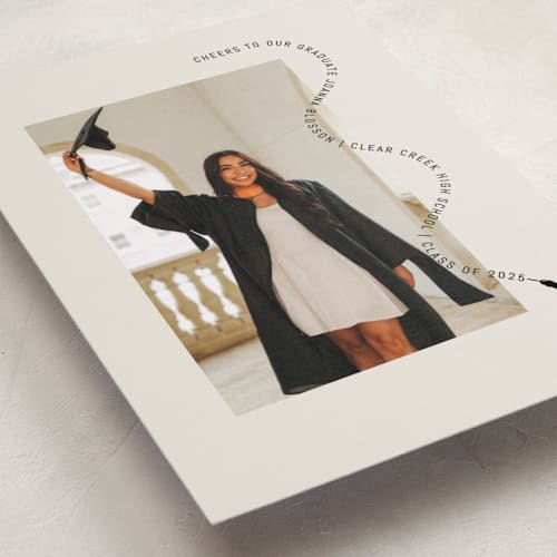 This is a nero graduation announcements with standard by Pati Cascino called celebra printing on recycled smooth signature in standard