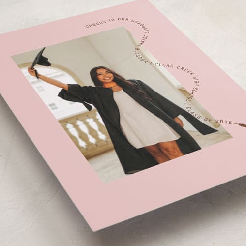 This is a petal graduation announcements with standard by Pati Cascino called celebra printing on recycled smooth signature in standard