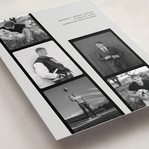 This is a mist graduation announcements with standard by taylorVdesign called highlight reel printing on recycled smooth signature in standard