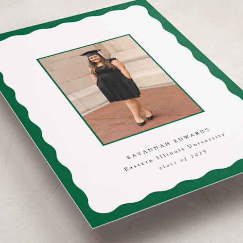 This is a forest graduation announcements with standard by Baumbirdy called decorative frame printing on recycled smooth signature in standard