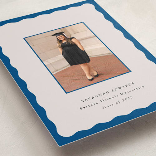 This is a royal graduation announcements with standard by Baumbirdy called decorative frame printing on recycled smooth signature in standard