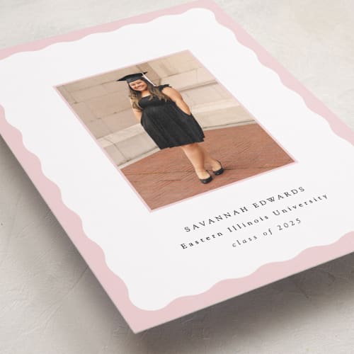 This is a petal graduation announcements with standard by Baumbirdy called decorative frame printing on recycled smooth signature in standard