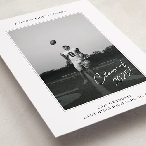 This is a cloud graduation announcements with standard by Maggie Daugherty called class of 2025! printing on recycled smooth signature in standard
