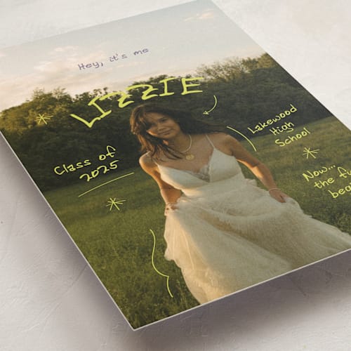 This is a plum graduation announcements with standard by Helena Vitto called funtime printing on recycled smooth signature in standard