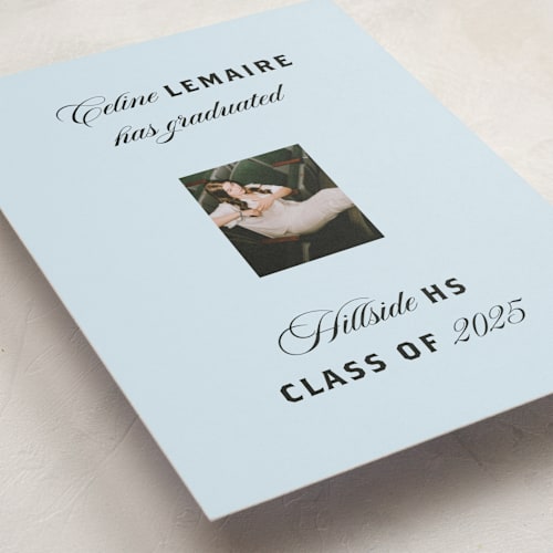 This is a sky graduation announcements with standard by Claire called popular printing on recycled smooth signature in standard