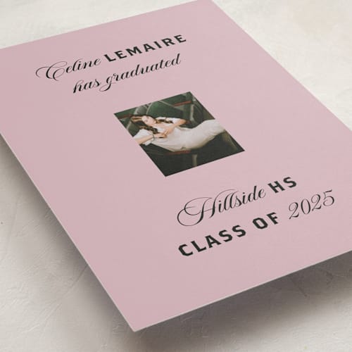 This is a bonbon graduation announcements with standard by Claire called popular printing on recycled smooth signature in standard