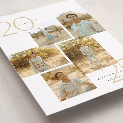 This is a marigold graduation announcements with standard by Carolyn Nicks called chic five printing on recycled smooth signature in standard