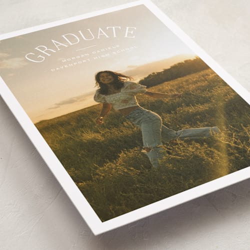 This is a cloud graduation announcements with standard by Carolyn MacLaren called study guide printing on recycled smooth signature in standard