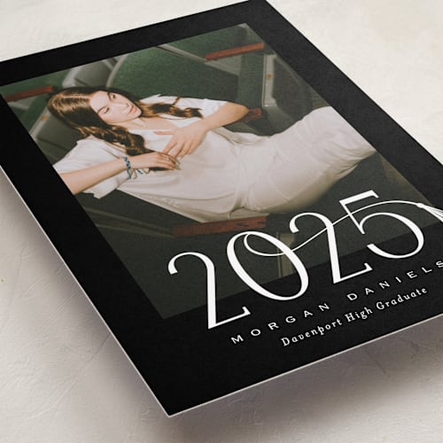This is a tuxedo graduation announcements with standard by Carolyn MacLaren called candid date printing on recycled smooth signature in standard