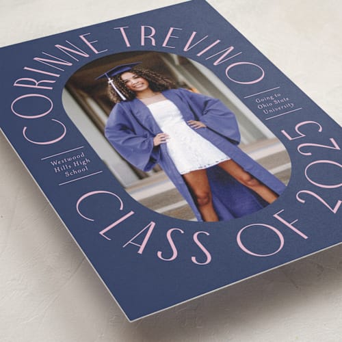 This is a royal graduation announcements with standard by Cindy Reynolds called well rounded printing on recycled smooth signature in standard