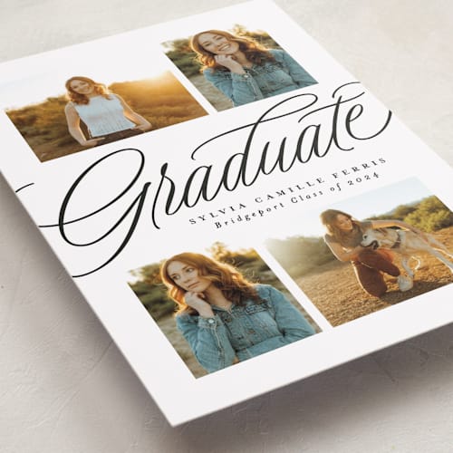 This is a newspaper graduation announcements with standard by Lea Delaveris called classic quad printing on recycled smooth signature in standard