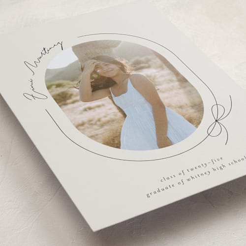 This is a latte graduation announcements with standard by Blustery August called etna printing on recycled smooth signature in standard